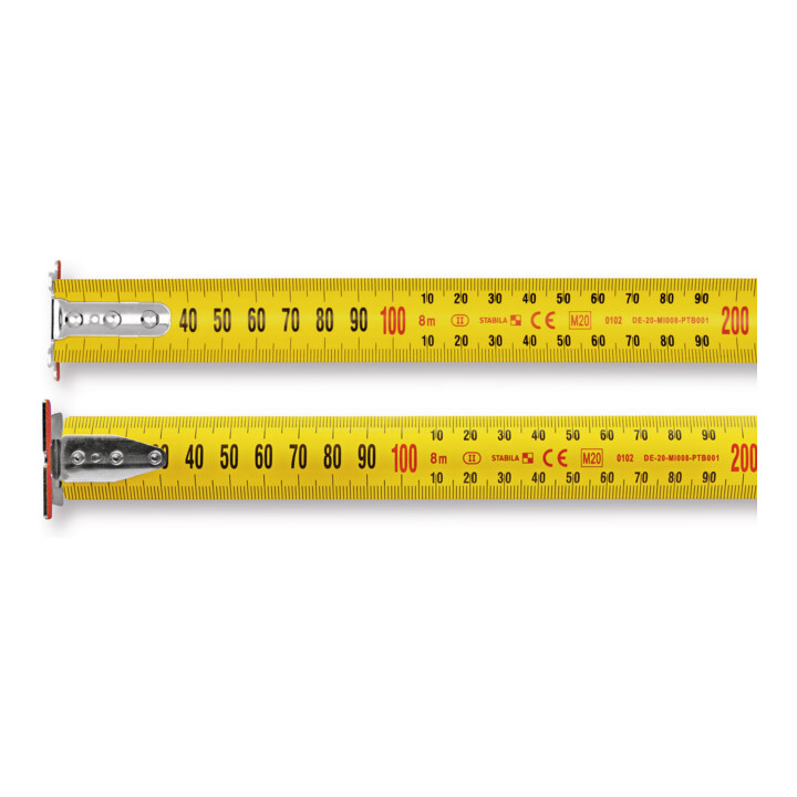 STABILA Taschenbandmaß BM 300, 8 m, dubbelzijdige 1000-schaal, metrisch, SPIKES-haak