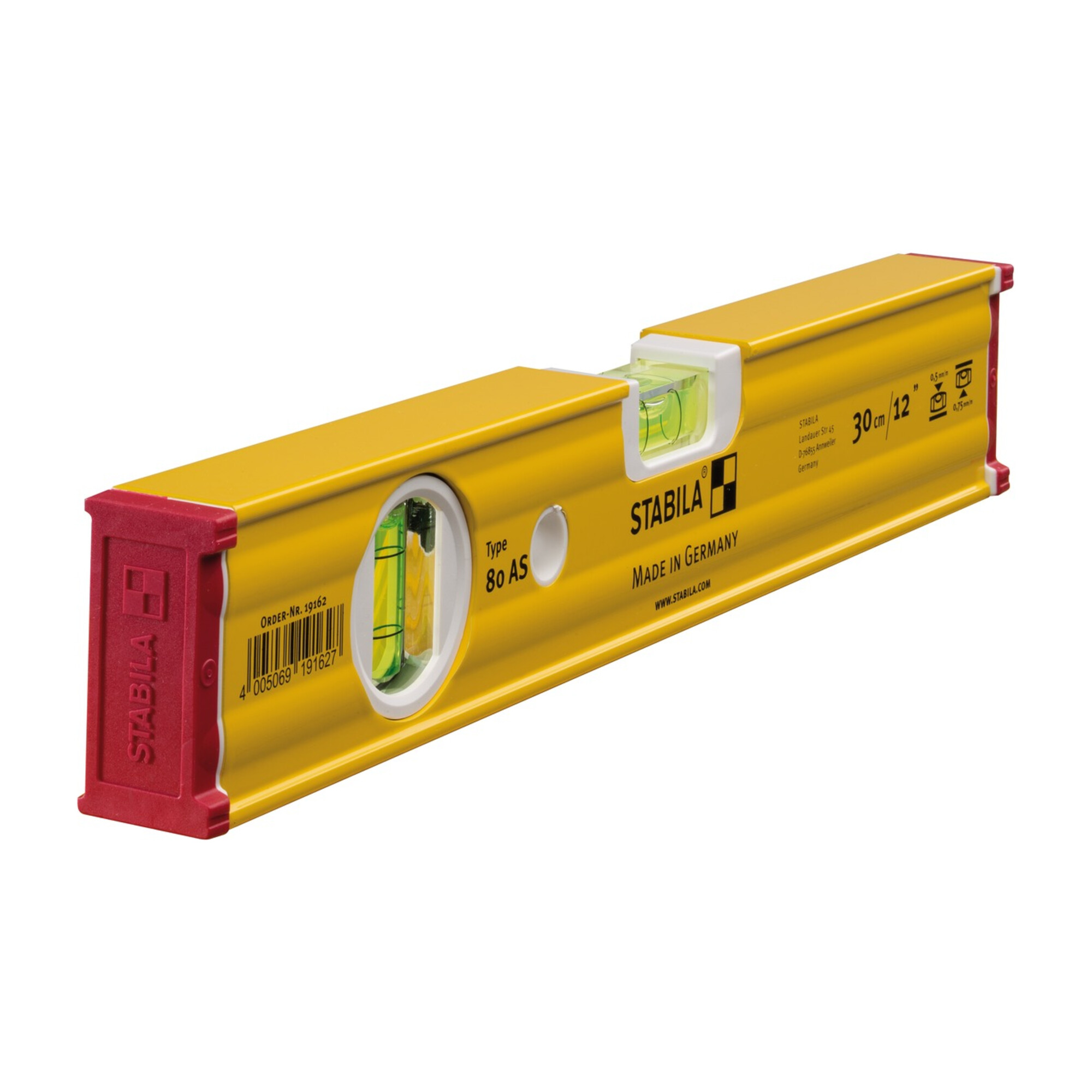 STABILA Wasserwaage 80 AS 30cm Alu.gelb ± 0,5 mm/m