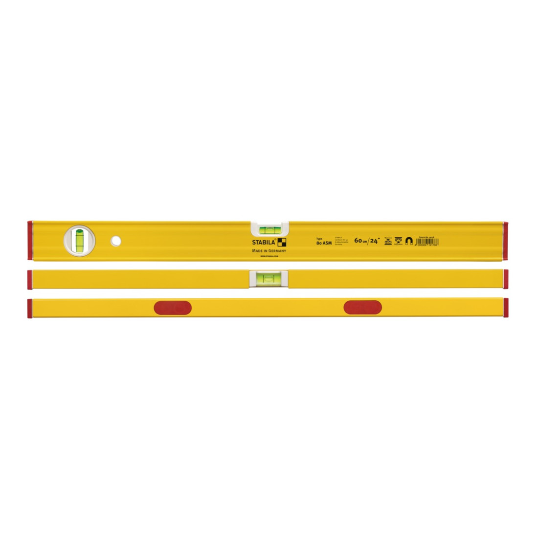 STABILA Wasserwaage Type 80 ASM, 100 cm, mit Seltenerd-Magnetsystem