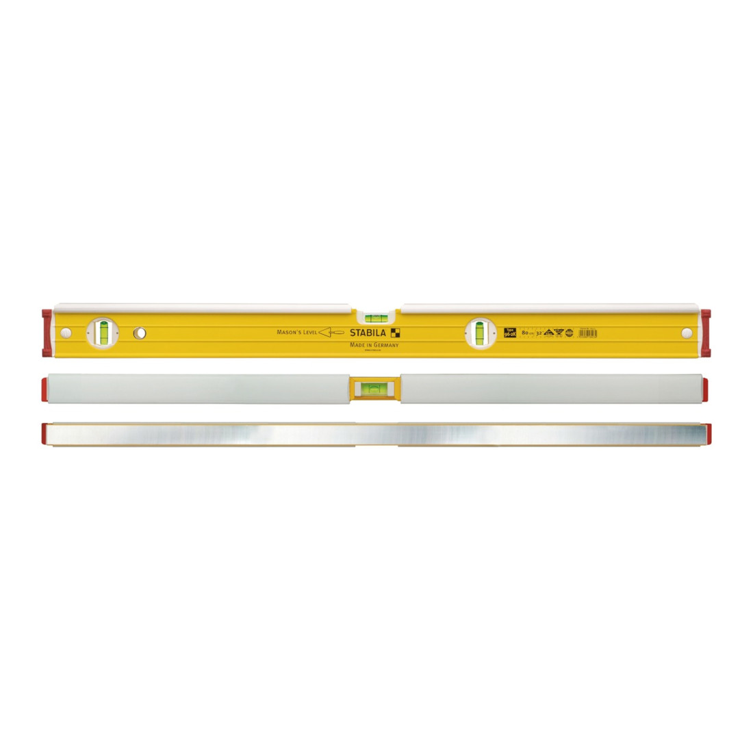STABILA Wasserwaage Type 96-2 K 81 cm mit schlagfestem Klopfschutz
