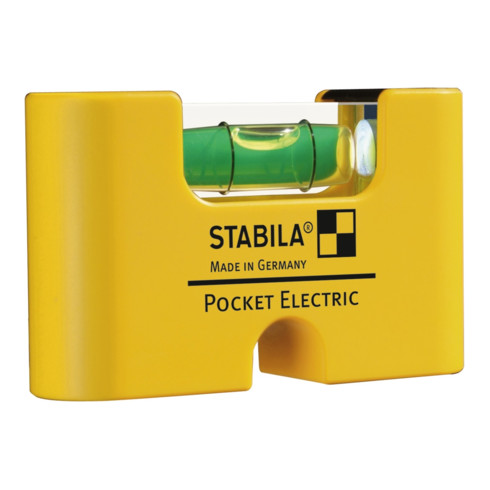Stabila waterpas Pocket Electric 7 cm met zeldzame aardmagneet systeem en riemclip