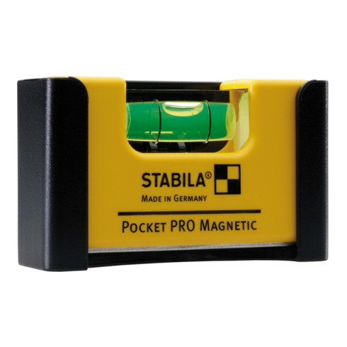 STABILA waterpas Pocket PRO Magnetic 7 cm met zeldzame-aardmagneetsysteem en riemclip op SB-kaart