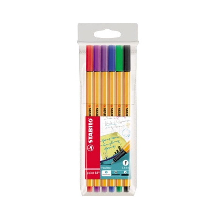 STABILO Fineliner point 88 88/6 0,4mm farbig sortiert 6 St./Pack.