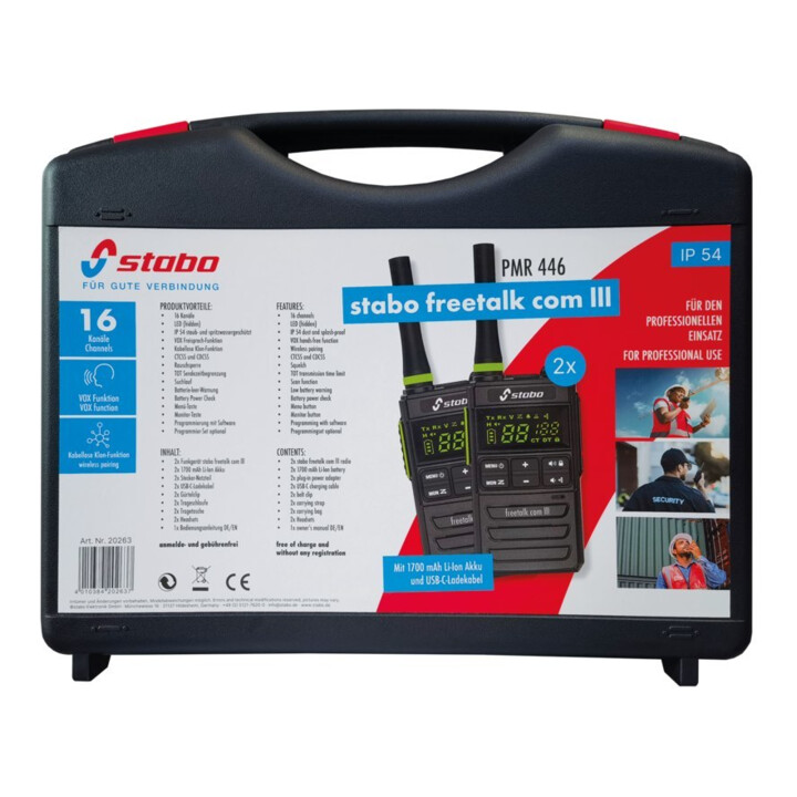 stabo Set talkie-walkie freetalk com III 16 canaux portée 10 km