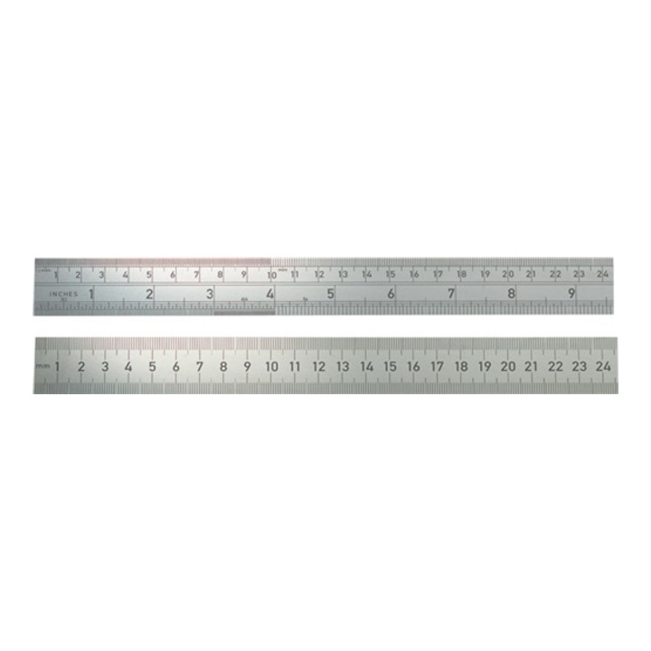 Stahlmaßstab 966 L.300mm Q.28x1,0mm 1/1mm-1/1mm starr rostfrei BMI
