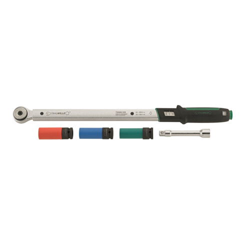 Stahlwille 1/2“ Drehmomentschlüssel-Set 40-200 N·m, Radmontage-Set 5-tlg. 750NR/200/3/1