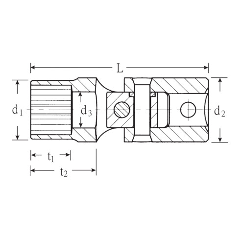 Stahlwille 1/4" (6,3mm) Gelenk-Steckschlüsseleinsatz Spline Gr.8 SW.1/4" L.32mm