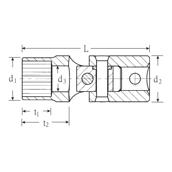 Stahlwille 1/4" (6,3mm) Gelenk-Steckschlüsseleinsatz Spline Gr.8 SW.1/4" L.32mm
