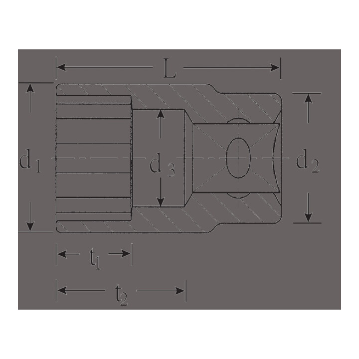 Stahlwille 12-kant dopsleutelbit, 1/2 inch, Sleutelwijdte: 36 mm