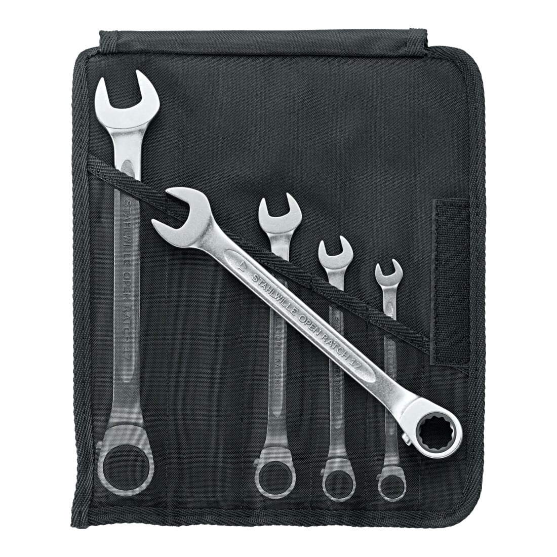 Stahlwille 17/5 Ratschen-Ringmaulschlüssel Set 5-tlg. in robuster Rolltasche