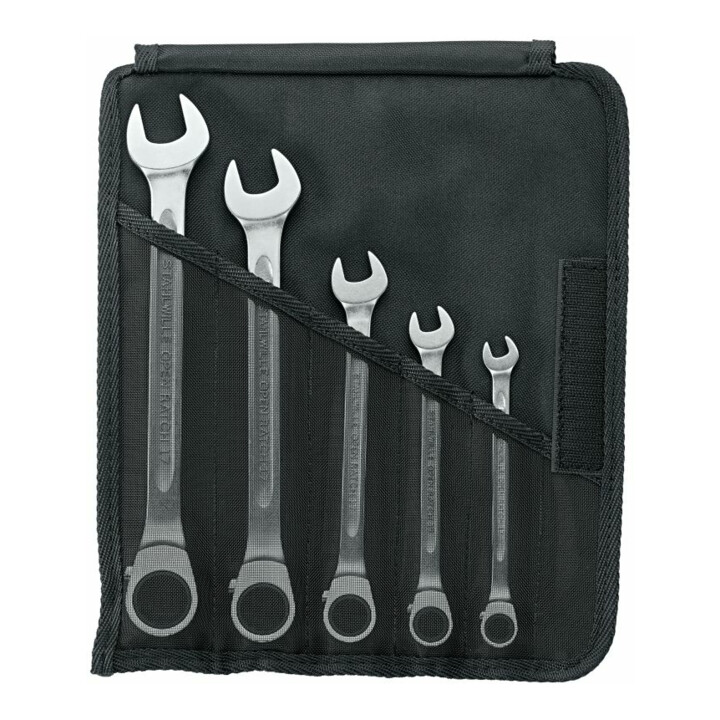 Stahlwille 17/5 Ratschen-Ringmaulschlüssel Set 5-tlg. in robuster Rolltasche