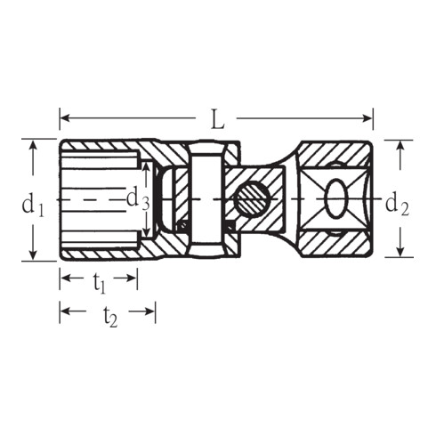Stahlwille 3/8" (10mm) Gelenk-Steckschlüsseleinsatz SW.1/2" L.47,5mm