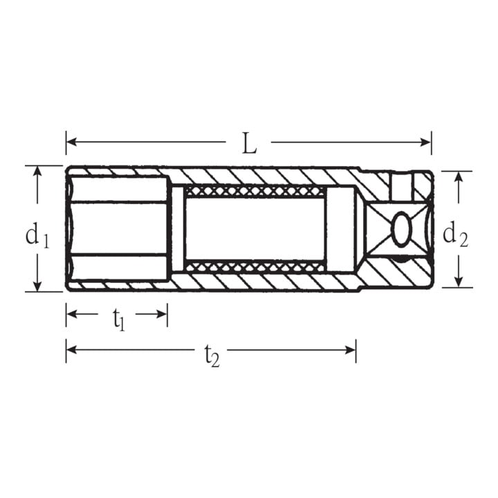 Stahlwille 3/8" (10mm) Zündkerzen-Steckschlüsseleinsatz SW.18-11/16" L.65mm