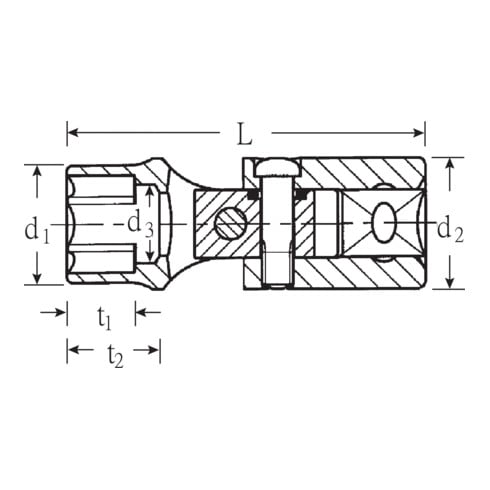 Stahlwille 6-kant gewrichtsdopsleutelbit, 1/2 inch, Sleutelwijdte: 13 mm