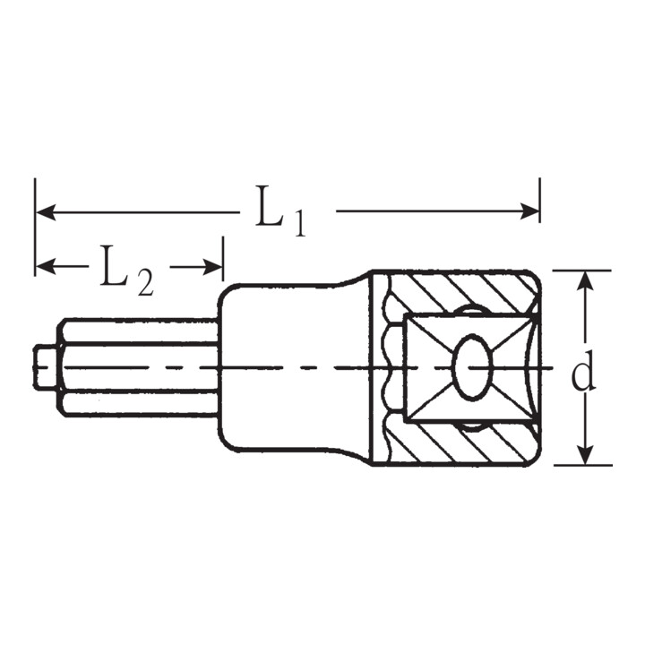 Stahlwille Dop voor binnenzeskantbouten, met pengeleiding, 1/2 inch, Zeskant: 6 mm