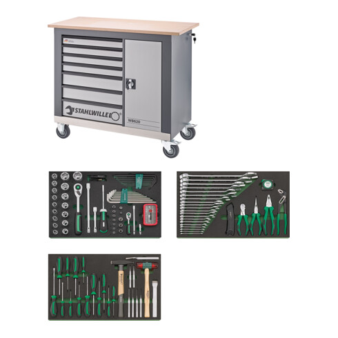 Stahlwille Établi mobile Nombre de tiroirs 7 gris anthracite, RAL 7016 135pcs.