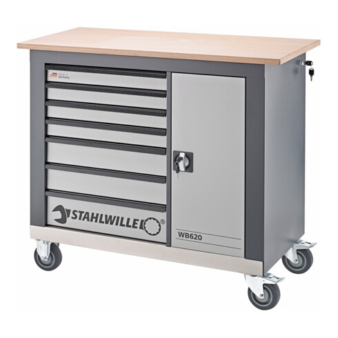 Stahlwille Fahrbare Werkbank Anzahl Schubl.7 anthrazitgrau, RAL 7016 135tlg.