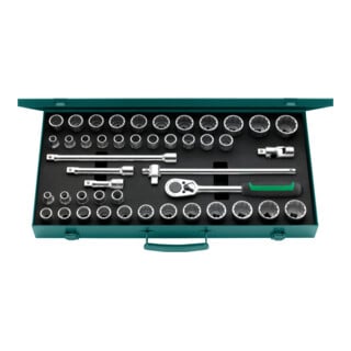 STAHLWILLE Jeu de douilles métrique/pouces, carré 1/2 pouce 45 pièces