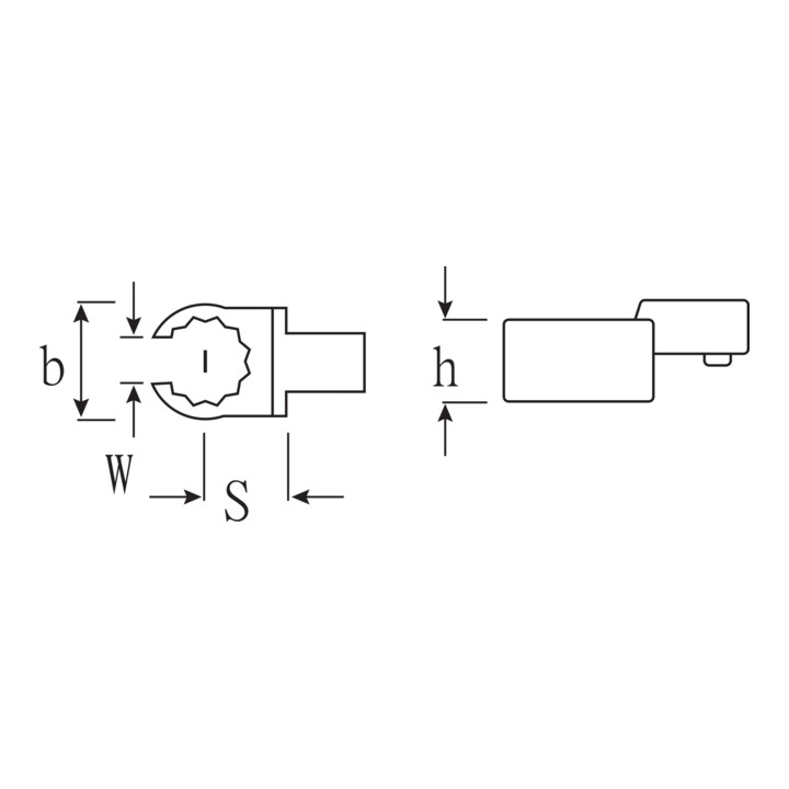 Stahlwille opzetsteeksleutel open ring, Type-sleutelwijdte: 1-19 mm