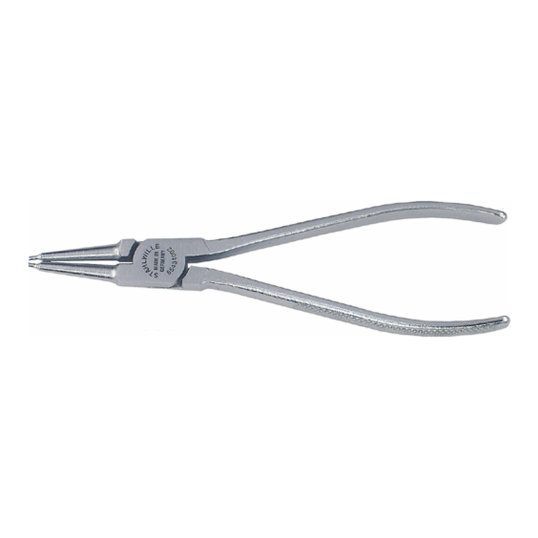 Stahlwille Sicherungsringzange f.Innenringe Gr.J 0 L.140mm Spitzen-D.0,9mm Kopf mattverchromt Griffe verchromt kariert