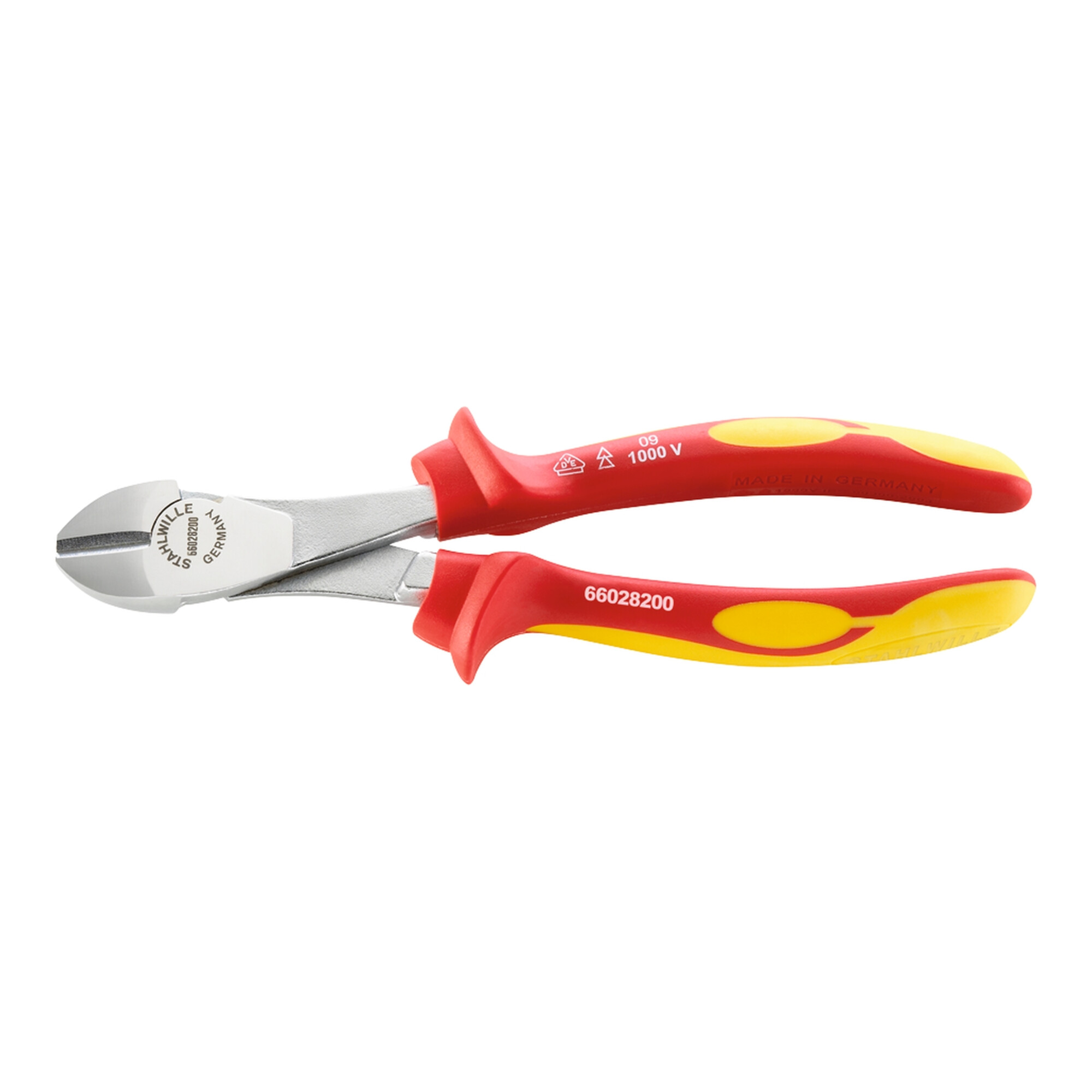 Stahlwille VDE-Kraftseitenschneider L.200mm Kopf verchromt Griffe isoliert, Mehrkomponenten-Griffe mit Weichzonen, DIN EN 60900, isol.1000V AC/1000