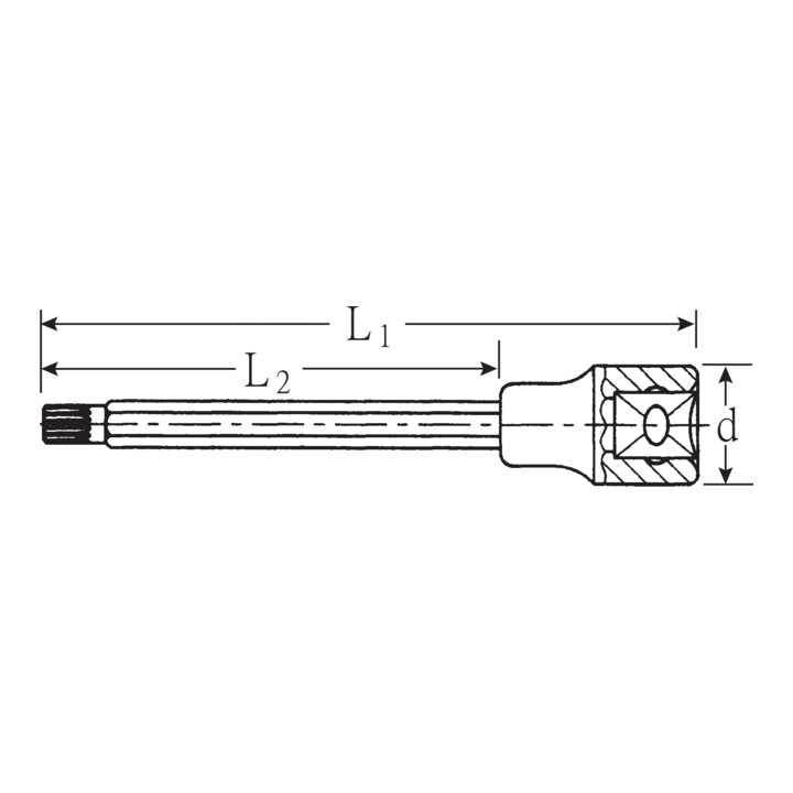 Stahlwille Veeltand-bitdop, 1/2 inch, lang, Voor schroeven: M10