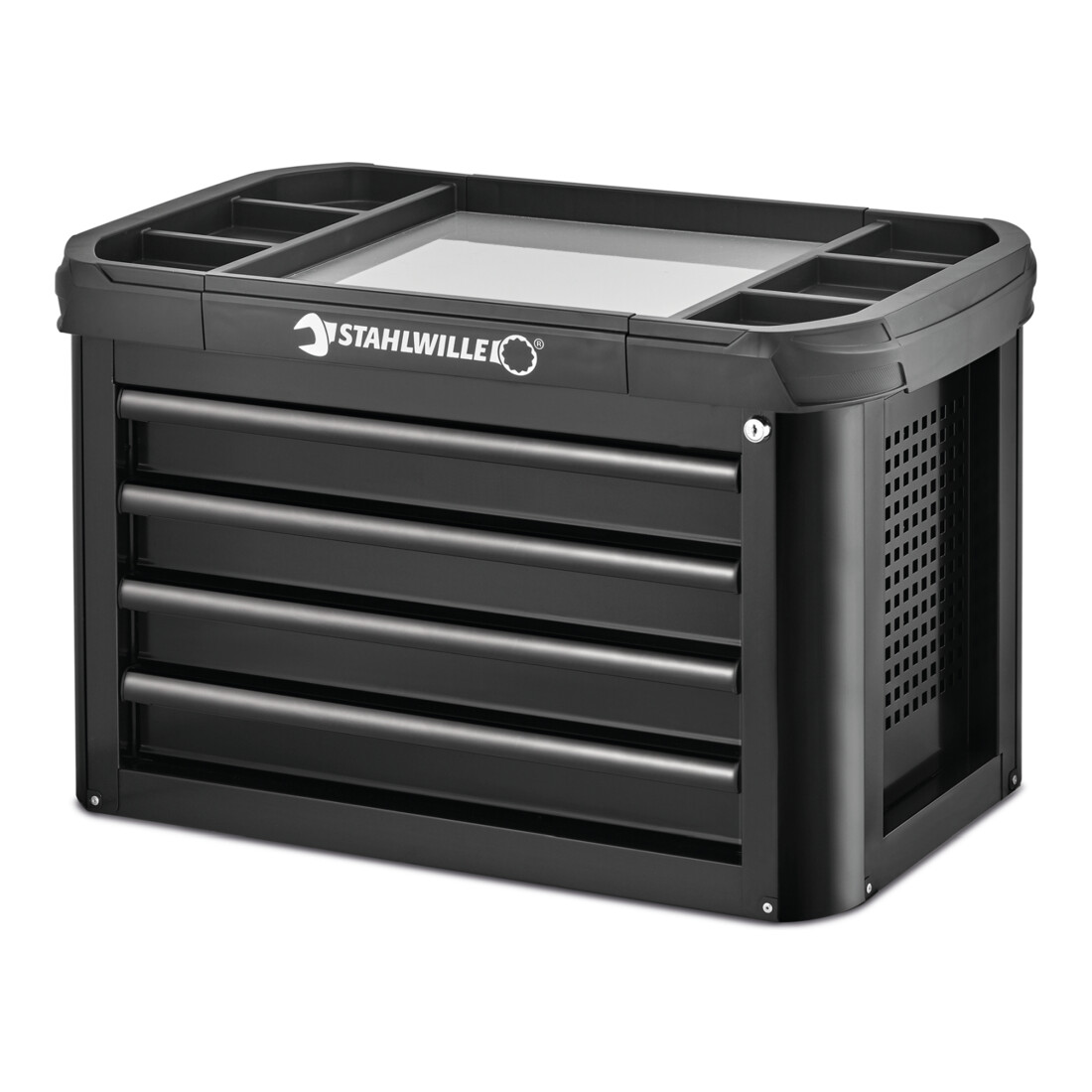 Stahlwille Werkstattwagen 93/6 A + TOP BOX + Arbeitsstrahler 93 Trolley + Box 10 Schubl. 0 x 0 x 0 mm TTS 93/6 anthrazit, RAL 7016, 93 TOP BOX schwarz, RAL 9005