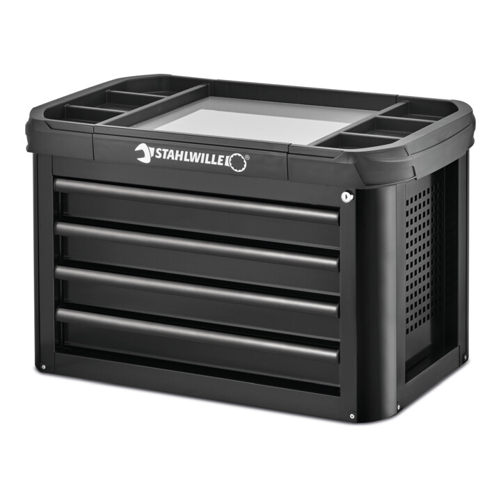 Stahlwille Werkstattwagen 93/6 A + TOP BOX + Arbeitsstrahler 93 Trolley + Box 10 Schubl. 0 x 0 x 0 mm TTS 93/6 anthrazit, RAL 7016, 93 TOP BOX schwarz, RAL 9005
