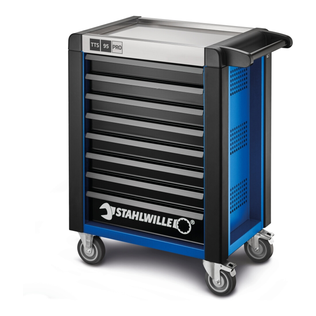 Stahlwille Werkstattwagen 95/8 PRO 8 Schubl. 496 x 827 x 1020 mm blau, RAL 270 30 35; schwarz RAL 9005