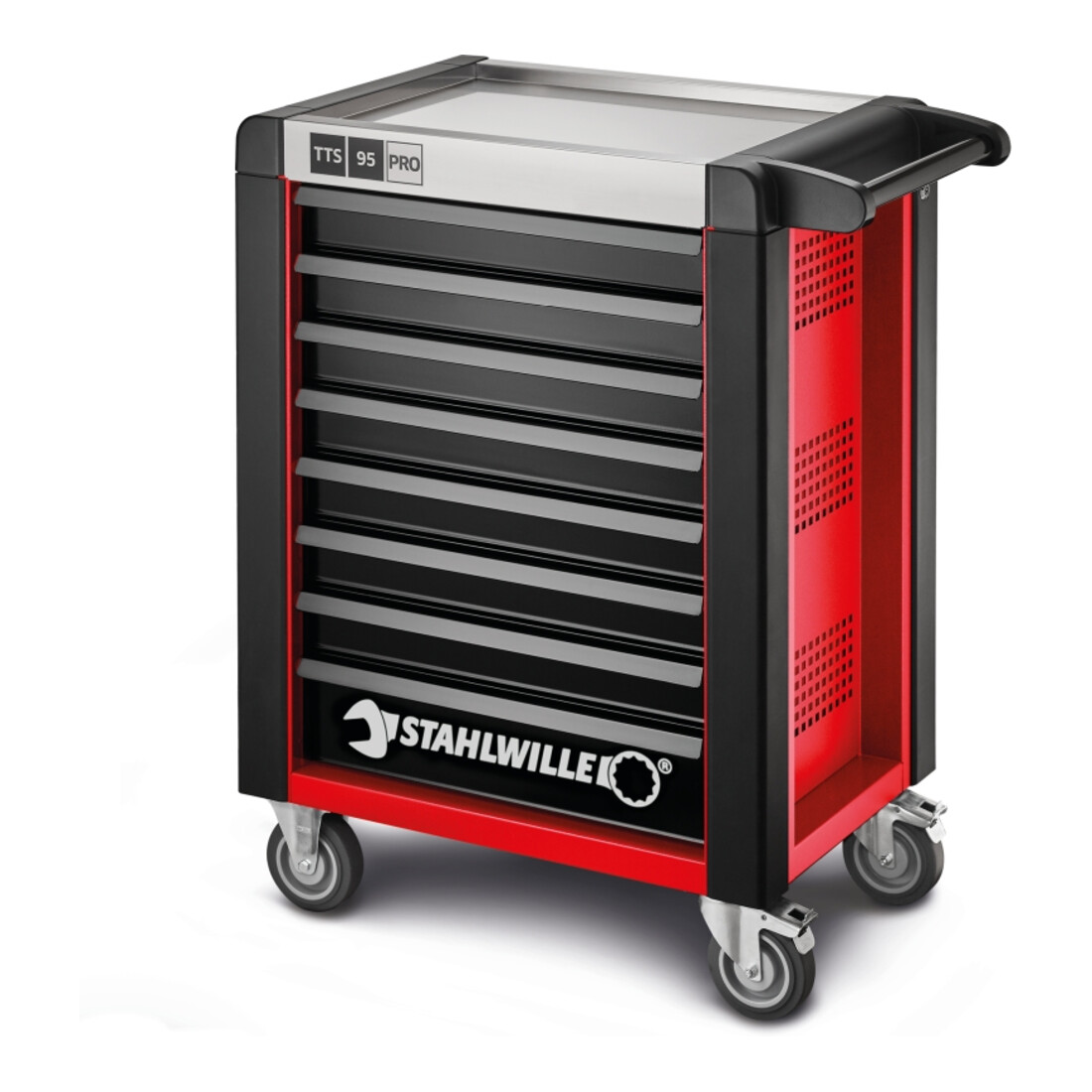 Stahlwille Werkstattwagen 95/8 PRO 8 Schubl. 496 x 827 x 1020 mm rot, RAL 3020; schwarz RAL 9005