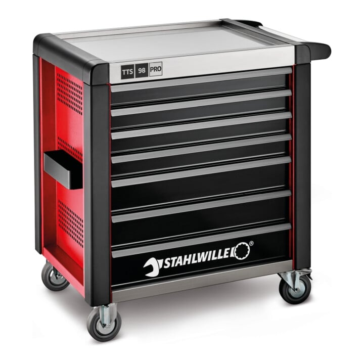 Stahlwille Werkstattwagen 98/7 PRO 7 Schubl. 651 x 1001 x 1020 mm rot, RAL 3020; schwarz RAL 9005