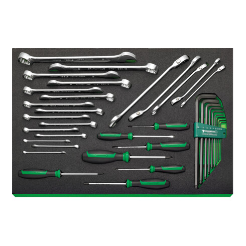 Stahlwille Werkzeugsortiment mit Werkstattwagen Anzahl Schubladen 6 schwarz-grün