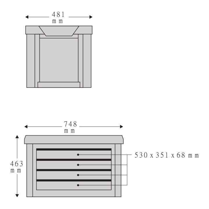 Stahlwille Werkzeugtruhe 93 TOP BOX 4 Schublade 477 x 750 x 465 mm