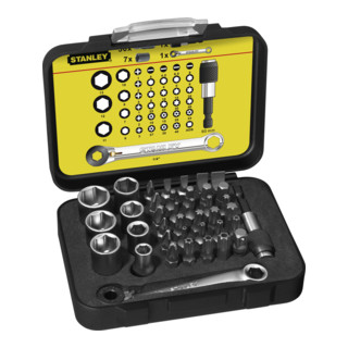 Stanley bithouder + ratelsleutel 39-dlg..
