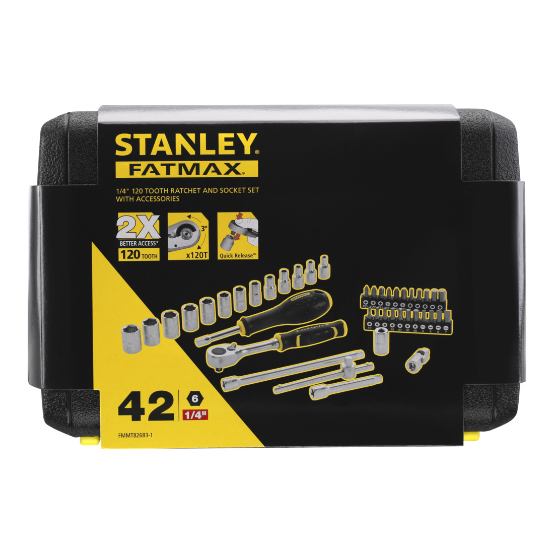 Stanley doppenset ¼", 42 stuks