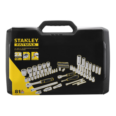 Stanley dopsleutelset ½" + ¼", 81 stuks