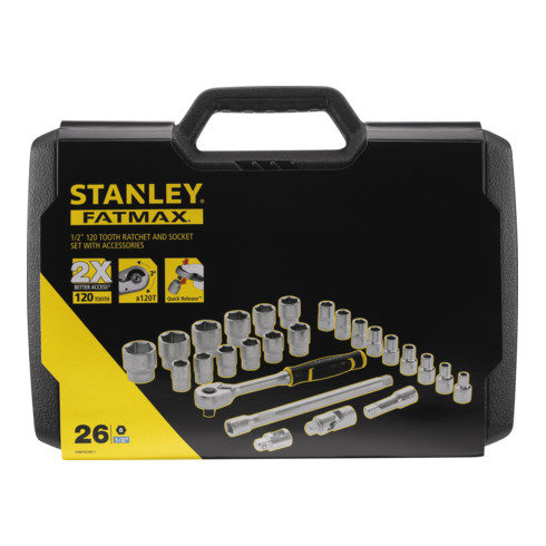 Stanley dopsleutelset ½", 26 stuks