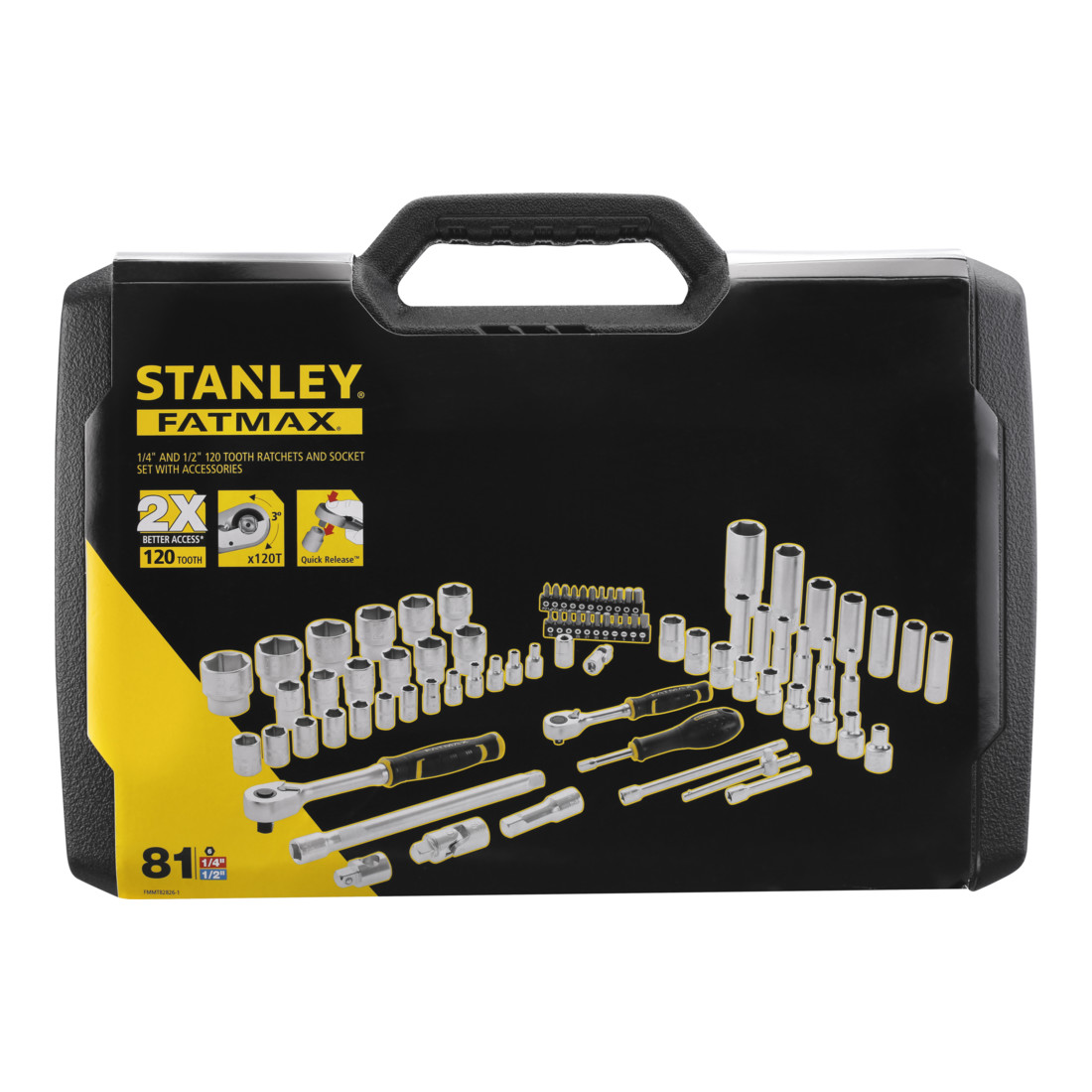 Stanley Jeu de douilles ½" + ¼", 81 pièces