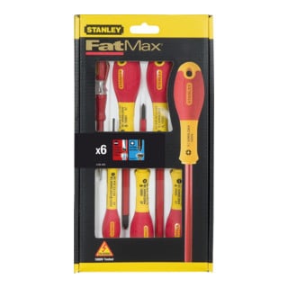 Stanley schroevendraaierset FatMax geïsoleerd sleuf/PZ met spanningstester, 6 dlg.