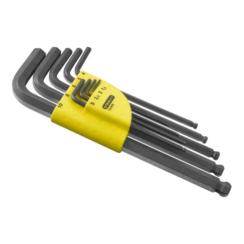 Stanley Set di chiavi a perno esagonali con testa sferica, metriche, lunghe, 9pz.
