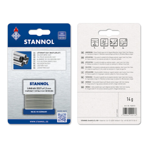 STANNOL Fil à souder pour bricolage n° 940013 SB 1 m