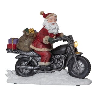 Star Scène de Noël LED Père Noël/Moto 992-28 blanc chaud multicolore 26 x 21 cm