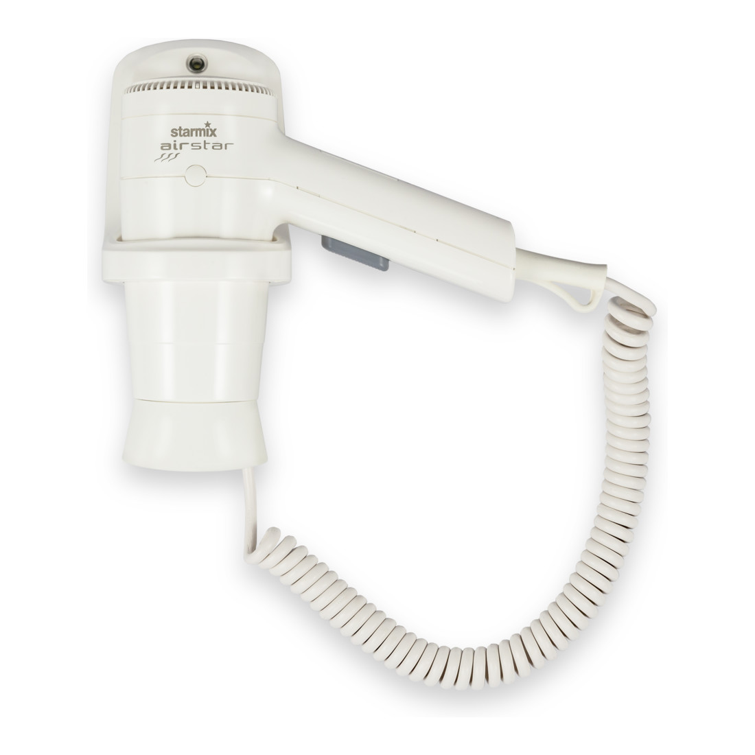 Starmix Sèche-cheveux manuel avec support mural plastique blanc, 012889