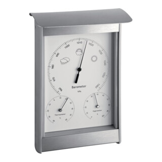 Station météorologique H215xl145xP70mm argent/blanc aluminium/plastique pour int