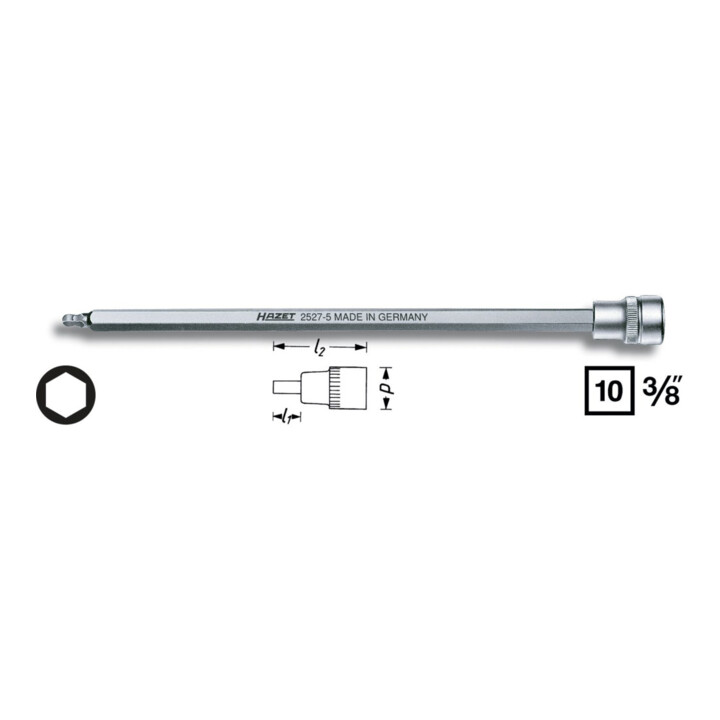 Steckschlüsseleinsatz 2527-8 1/2 Zoll Innen-6-kant SW 8mm L.238mm HAZET