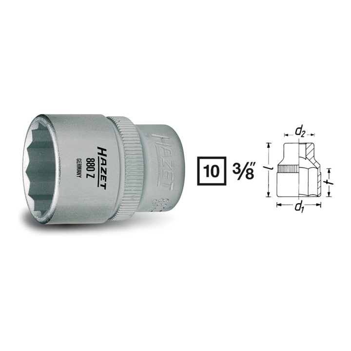Steckschlüsseleinsatz 880Z 3/8 Zoll 12-kant SW 10mm L.25mm HAZET