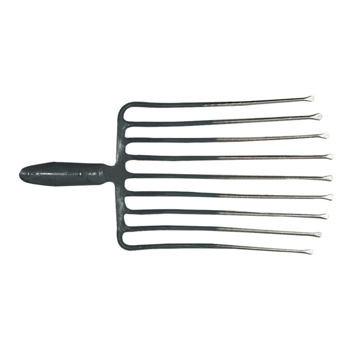Steingabel 9,Zinken-L.330mm m.Federdülle,o.Stiel Stahl,rot-silber lack.KRUMPHOLZ