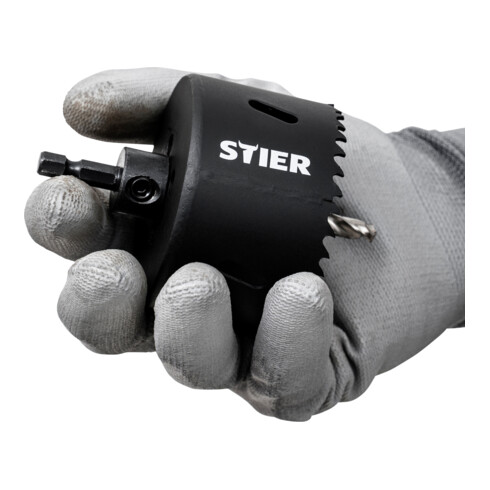 STIER 1/4" HEX Adapter 5/8" 18 UNF für Lochsägen 32-60 mm inkl. Schraubenschlüssel