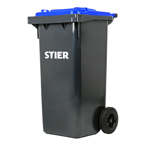 STIER 2-Rad-Müllgroßbehälter 120 l grau/blau BxTxH 475x550x930 mm