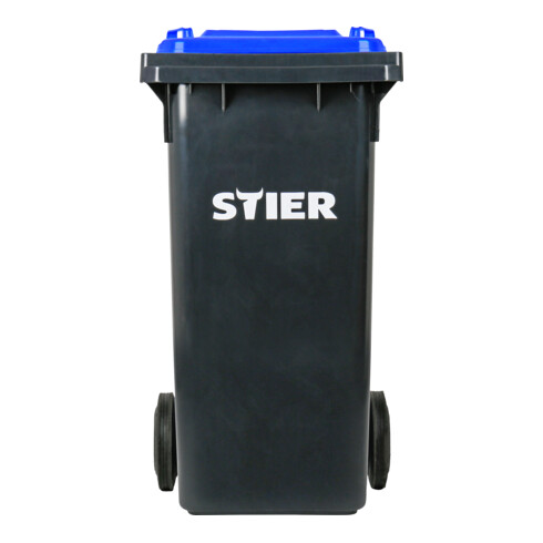 STIER 2-Rad-Müllgroßbehälter 120 l grau/blau BxTxH 475x550x930 mm
